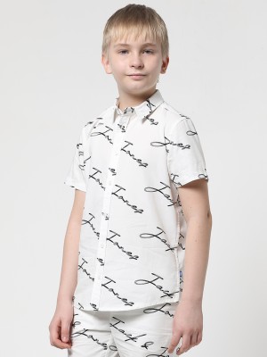 Jack & Jones Junior Boys Printed Casual Black, White Shirt