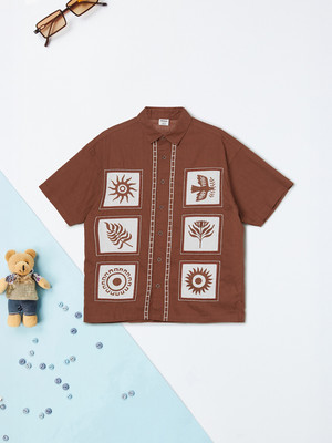 MAX Boys Printed Casual Orange Shirt