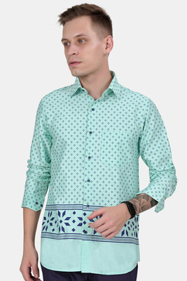 HOC Men Printed Casual Green Shirt