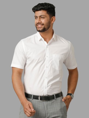 Ramraj Cotton Men Solid Formal White Shirt