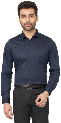 Lipsaa Men Solid Formal Blue Shirt
