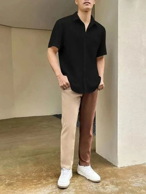 Manamrut Men Self Design Casual Black Shirt