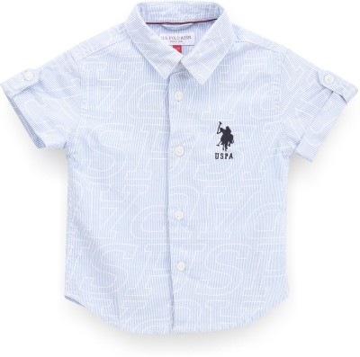 U.S. POLO ASSN. Boys Printed Casual Blue, White Shirt