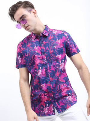 HIGHLANDER Men Printed Casual Blue, Pink, White Shirt
