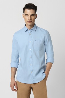 VAN HEUSEN Men Self Design Casual Light Blue Shirt