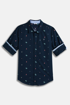 Allen Solly Boys Printed Casual Dark Blue Shirt