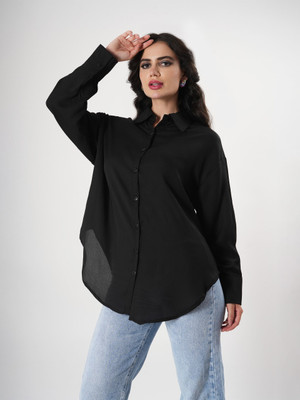 clobug Women Solid Casual Black Shirt