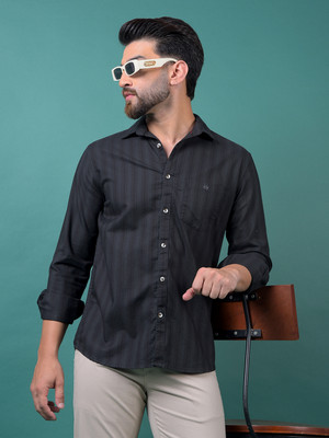CRIMSOUNE CLUB Men Striped Casual Green Shirt