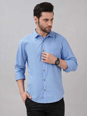 Sand Dunes Men Solid Casual Dark Blue Shirt