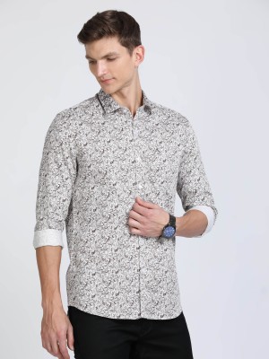 Classic Polo Men Printed Casual White, Brown Shirt