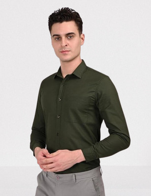 ALVIN ENTERPRISE Men Solid Casual Green Shirt