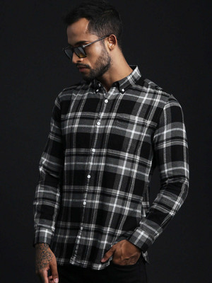 THE BEAR HOUSE Men Checkered Casual Grey Shirt