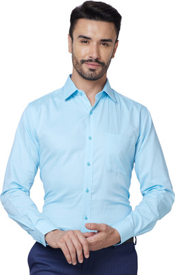 Raymond Men Self Design Formal Light Blue Shirt
