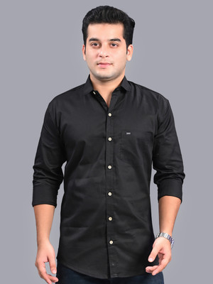ZEE GOLD Men Solid Casual Black Shirt