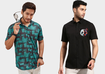 Emporium Men Printed Casual Green Shirt(Pack of 2)