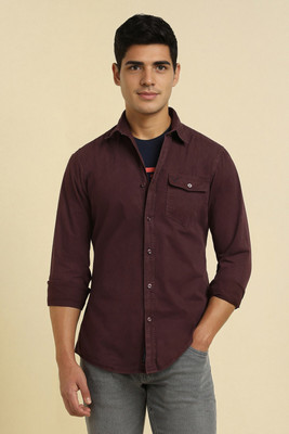 Allen Solly Men Solid Casual Maroon Shirt