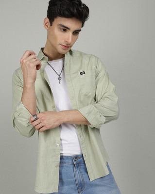 The Indian Garage Co. Men Solid Casual Green Shirt