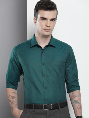 The Indian Garage Co. Men Solid Formal Green Shirt