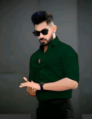 UNNATI TRENDS Men Solid Formal Dark Green Shirt