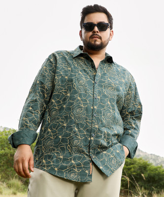 Instafab Plus Men Printed Casual Green Shirt