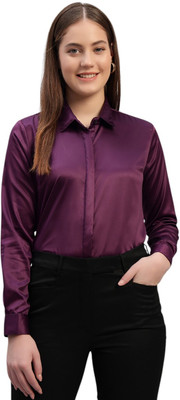 Swaz Women Solid Formal Purple Shirt