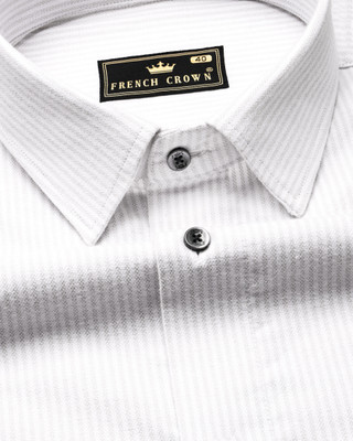 HOC Men Striped Casual White Shirt