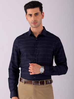 The Indian Garage Co. Men Striped Party Black Shirt