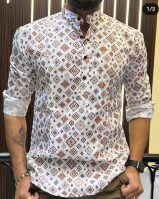 ERVIN ENTERPRISE Men Printed Casual White, Grey, Beige Shirt