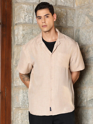 Roadster Men Solid Casual Beige Shirt