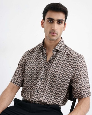 RARE RABBIT Men Printed Casual Black, Brown Shirt