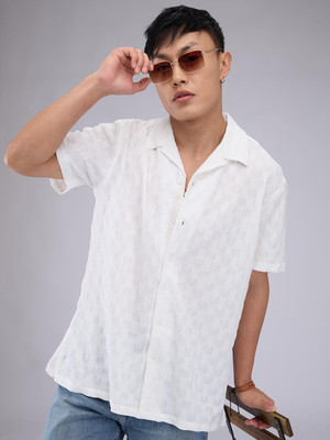 VASTRADO Men Self Design Casual White Shirt