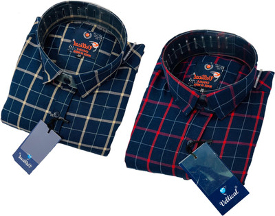 Vellical Men Checkered Casual Multicolor Shirt(Pack of 2)