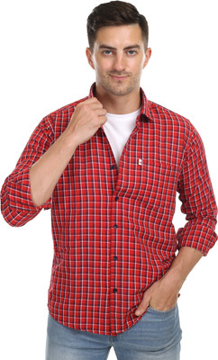 Marc Laurent Men Checkered Casual Red Shirt