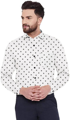 Binayak Men Printed Casual White Shirt