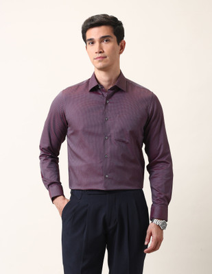 ARROW Men Self Design Formal Red Shirt