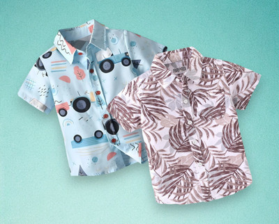 RAVYA TRENDZ Boys Printed Casual Multicolor Shirt(Pack of 2)