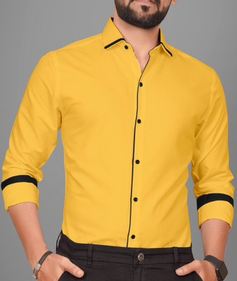GLOBAL NOMAD Men Solid Casual Yellow Shirt