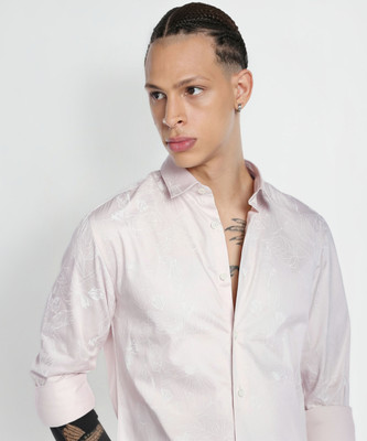 FLYING MACHINE Men Printed Casual Pink, White Shirt