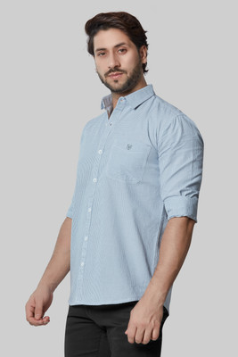 Blacklogy Men Checkered Formal Blue Shirt