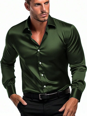 SEVENTEENSTITCH Men Solid Formal Light Green Shirt