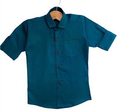 PEPILIO Boys Solid Casual Blue Shirt