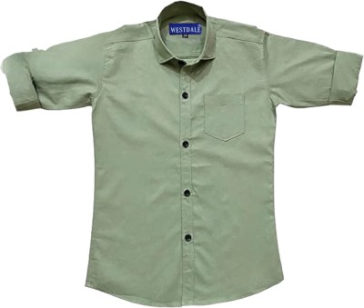 Nimisha Creations Boys Solid Casual Green Shirt