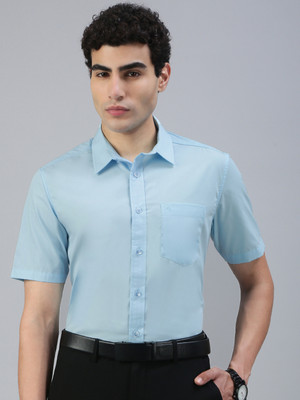 Classic Polo Men Solid Casual Light Blue Shirt