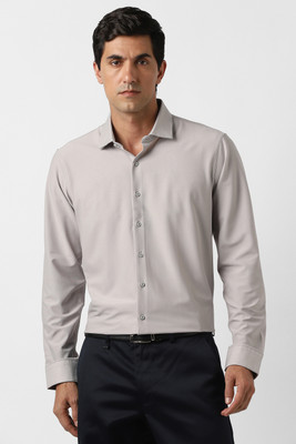 VAN HEUSEN Men Self Design Formal Beige Shirt