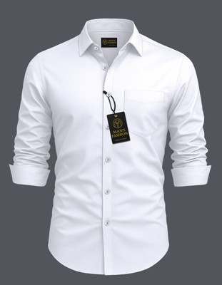 Aashadhi Men Solid Formal White Shirt