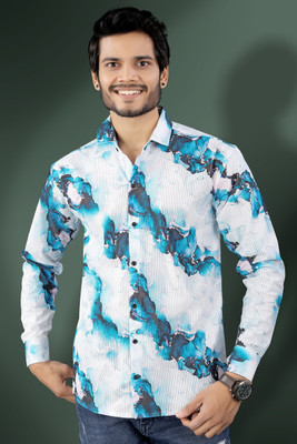 Marmic Fab Men Printed Casual Black Shirt