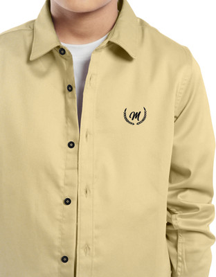 KIYATRA Boys Solid Party Yellow Shirt