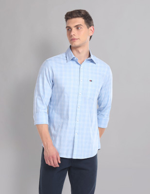AD by Arvind Men Checkered Casual Blue Shirt