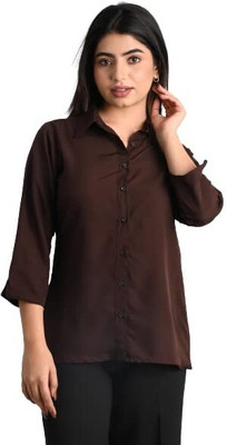 RAHUL TRADERS Women Solid Casual Brown Shirt