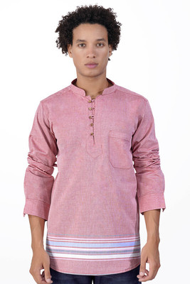 HOC Men Striped Casual Pink Shirt